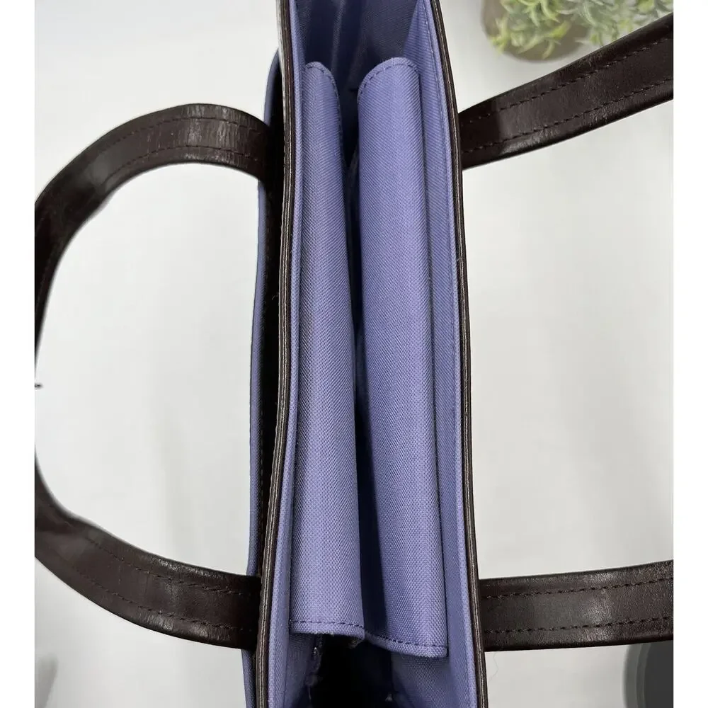 Longchamp Vintage Women's Brown‎ Leather Purple Lining Top Handle Shoulder Bag